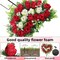 Artificial Cemetery & Memorial Flowers – Red Silk Rose Heart-Shaped Wreaths with Ground Spike, Grave Memorial Decoration for Headstones and Gravesites (2 Sets)